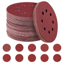 HYCHIKA 100PCS Sanding Discs, 125mm Orbital Sander Discs, 8 Holes 5 Inch Hook and Loop 40/60/ 80/100/120/150/180/240 /320/400 Grit Sandpaper Assortmen