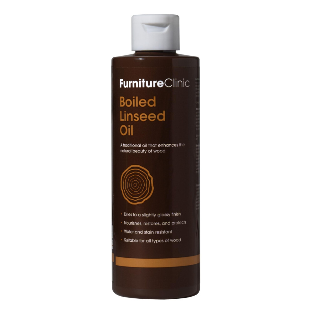 Furniture Clinic 250Ml Boiled Linseed Oil For Wood - Natural Finish To Seal & Enhance The Beauty Of Oak, Pine & Other Woods - Treatment For Worktop 5051226907074