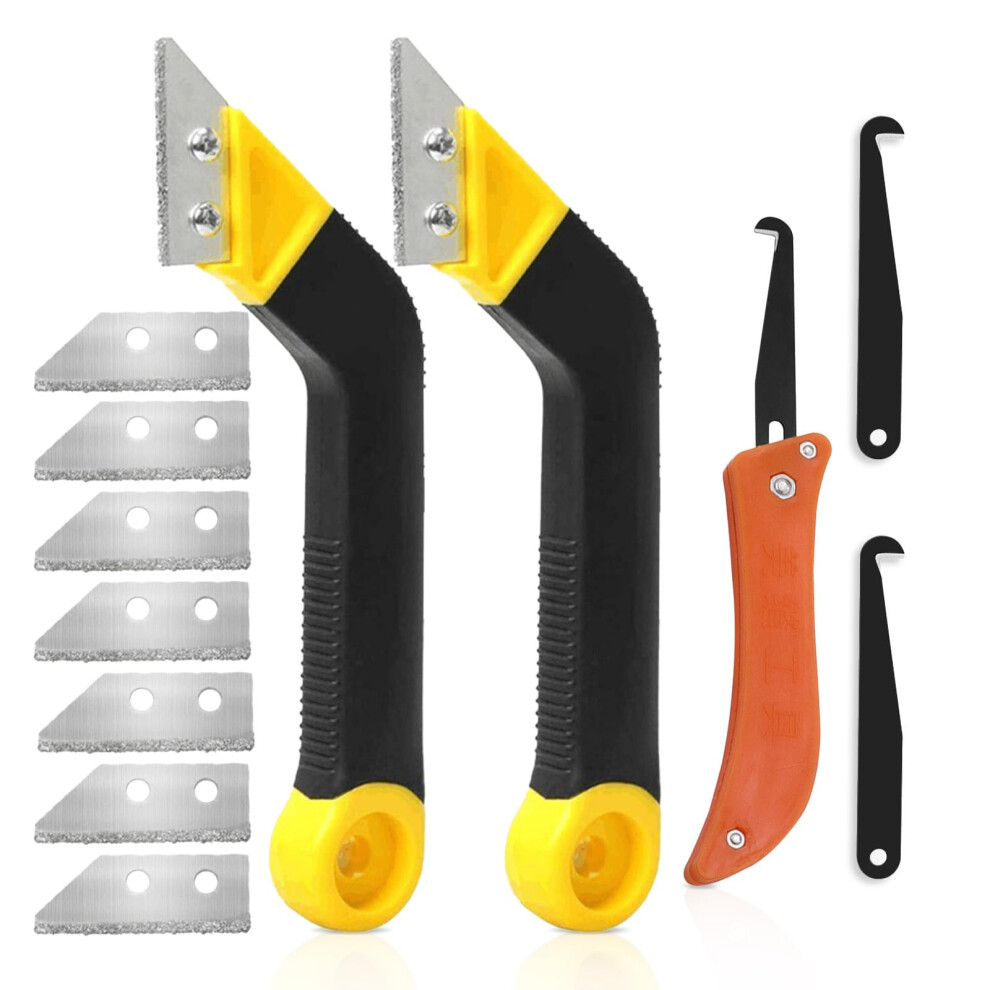 12 Pcs Pro Grout Removal Tool, Grouting Rake With 7 Pcs Replacement, Tile Grout Hand Saw Angled For Tile Cleaning With Hook, 2 Pcs Tile Grout Remover 5008635059849