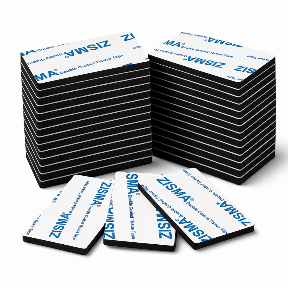 Zisma Double Sided Sticky Tape 50 Pcs Heavy Duty Strong Mounting Adhesive Foam Pads Waterproof Rectangle (50Mm X 30Mm) 5051226910456