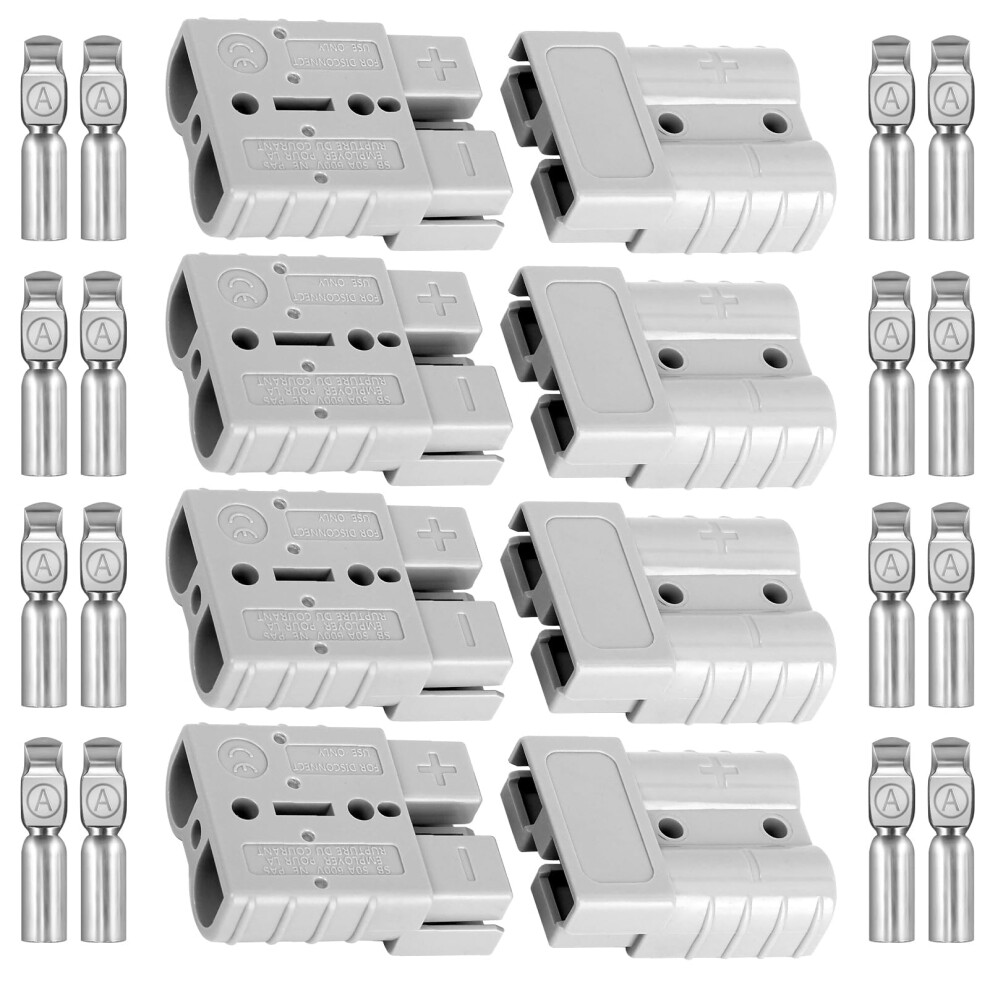 8Pcs 50A 24V/600V Battery Quick Connector For Anderson Powerpole, 50 Amp Quick Disconnect Connection Modular Plug 6 Awg Copper Terminal For Ac/Dc Veh 7091077597886
