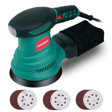 HYCHIKA 300W Orbital Sander, 6 Speed 6000-13000 OPM Electric Sander with 12pcs 125mm Sanding Discs, with Dust Collector