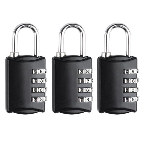 Combination Padlocks, 3 Pcs 4 Digit Locker Padlock, Combination Lock, Small Padlock