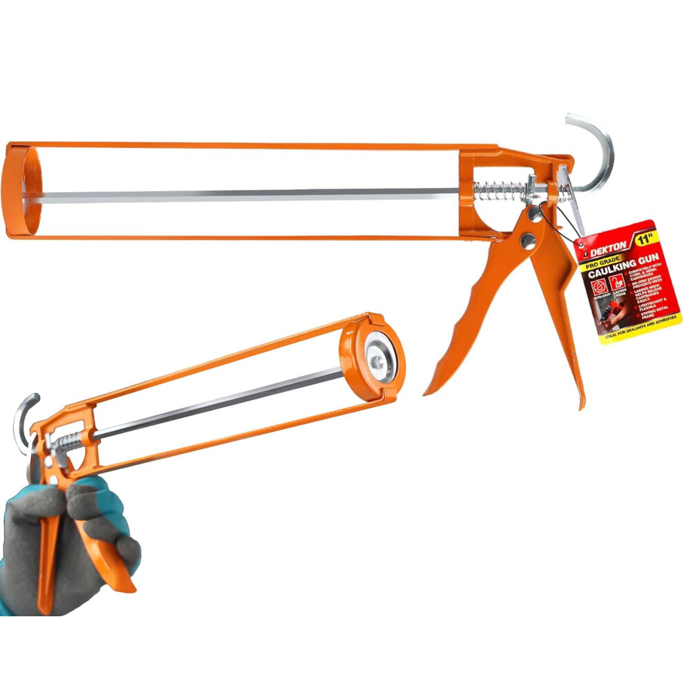 Dekton Professional Caulking Gun, Metal Frame, Hexagon Rod With Hooked End, Plunger Handle With Release Lever, Ideal For Sealants & Adhesives 5003183052762