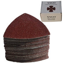 XXGO 55 Pcs Triangle 3-1/8 Inch 80mm 60/80/100/120/240 Grits Oscillating Multi Tool Sanding Paper No.XG5501U