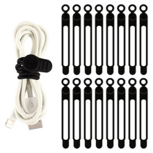 TamBee Cable Ties Reusable Silicone Cable Straps 16pcs Cable Wire Ties Cable Cord Organizers for Earphone Phone Charger Audio Cable Computer
