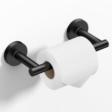 HITSLAM Toilet Roll Holder Wall Mounted Matte Black, Double Post Pivoting Toilet Paper Holder, SUS304 Stainless Steel Toilet Tissue Holder, Toilet Ac