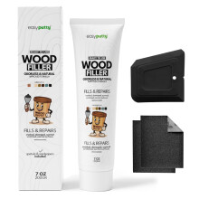 Wood Filler - Wood Putty for Furniture Repairs, Wooden Cabinets, Doors, Tables - Indoor & Outdoor Use - Includes Sandpapers / 200g (Black)