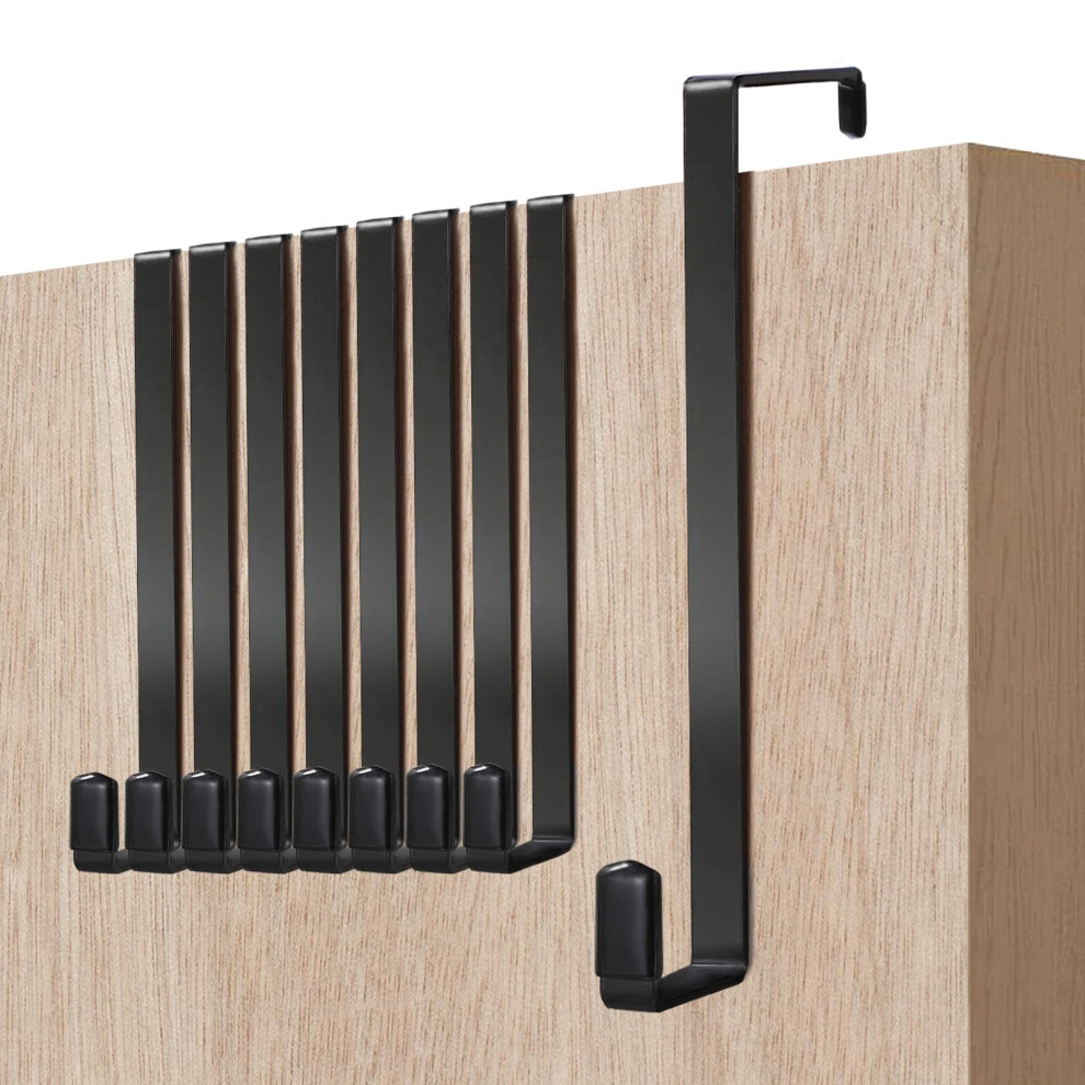 Huajiao 8 Pack Over Door Hook, Over The Door Hanger Heavy-Duty Coat Hooks For Bedroom, Bathroom, Kitchen, Wardrobe, Dormitory (Black) 4801501289811