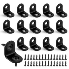 Small Angle Brackets, 16pcs L Brackets, Stainless Steel Corner Bracket for Wood, Right Angle 90 Degree Bracket with 32 Screws for Furniture Desk