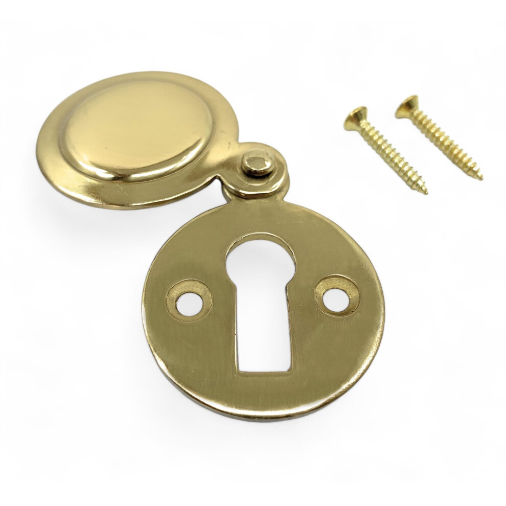 Polished Brass Round Keyhole Cover Escutcheon With Screws (1, Brass) 5051226967825