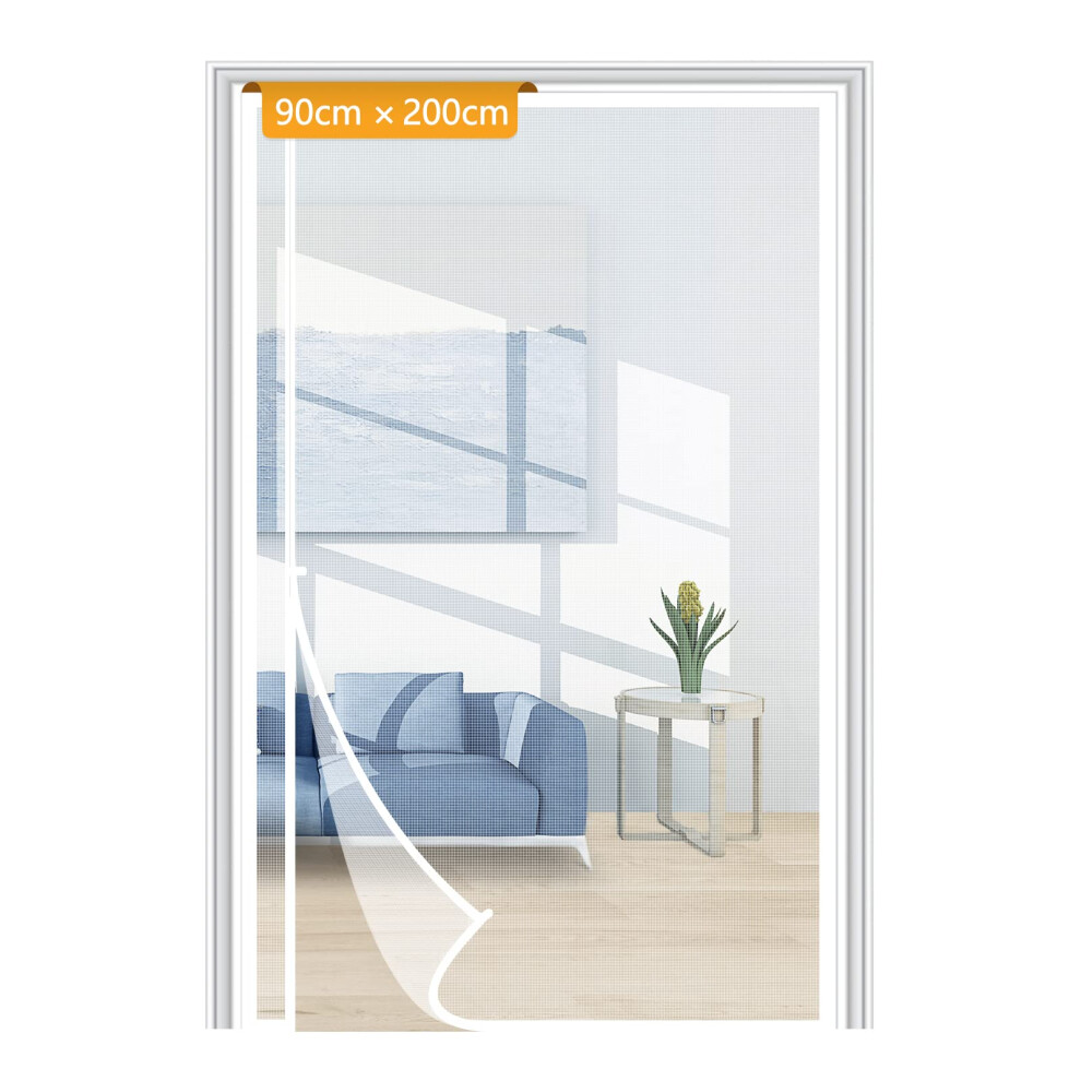 Yotache Side Opening Fly Screens For Doors 90 X 200 Cm, Reinforced Polyester Removable Fly Net For Door, White 5051226986659