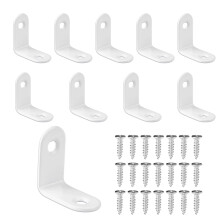 10 Pcs White L Shaped Brackets 30  30x16mm 90 Degree Angle Bracket with 20 Screws 2 Holes Stainless Steel Corner Brace Joint for Furniture Shelves