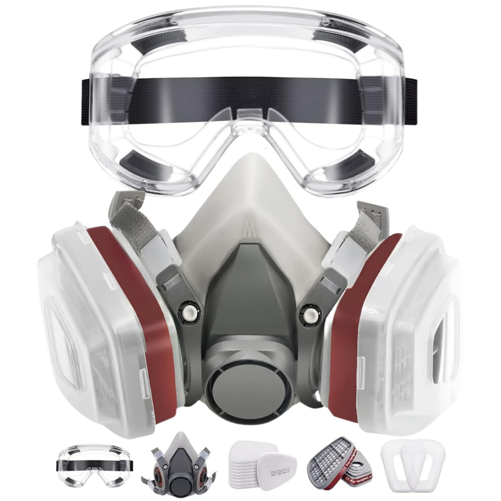 Goweile Respirator Face Mask Safety Dust Face Cover Gas Mask With Filter,Paint Face Cover,Suitable For Welding Casting Grinding Construction Mining 5051226943065