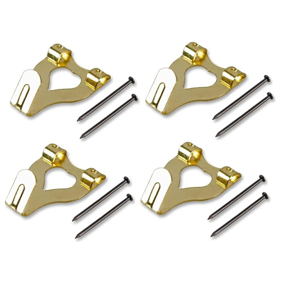 Merriway Bh04782 (10 Pcs) Eb Brass Plated Double No. 3 Picture Hooks - Pack Of 10 Pieces, Yellow 5051226959394