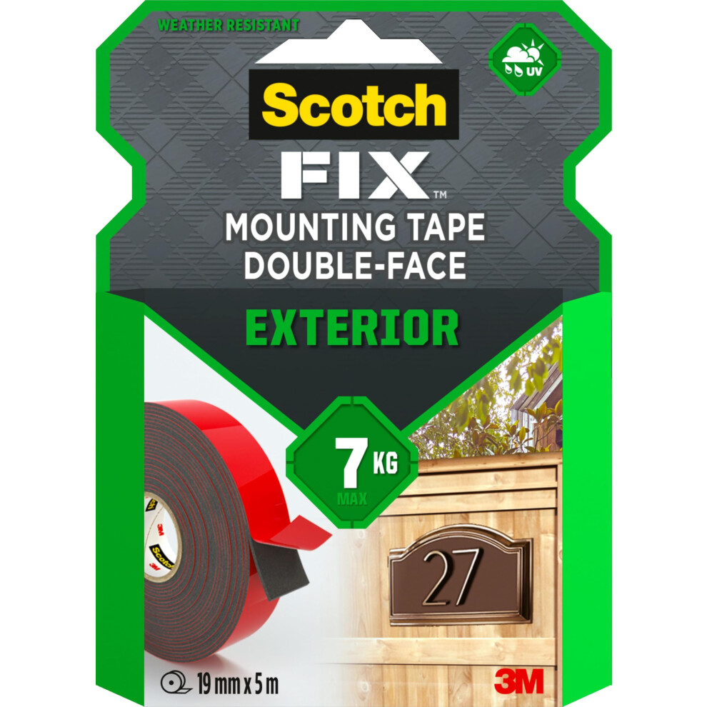 Scotch-Fix Exterior Mounting Tape 411-1950-P, 19Mm X 5M, 1 Roll/Pack (Packaging May Vary) 5051226968488