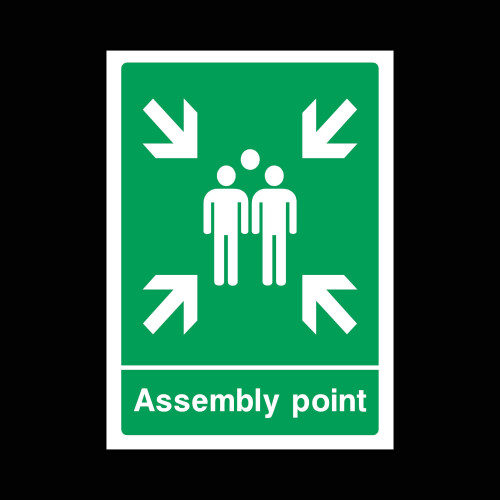 Fire Assembly Muster Point Plastic Sign with Fire/Emergency/Exit/Alarm/Push/Extinguisher/Assembly (EE58)