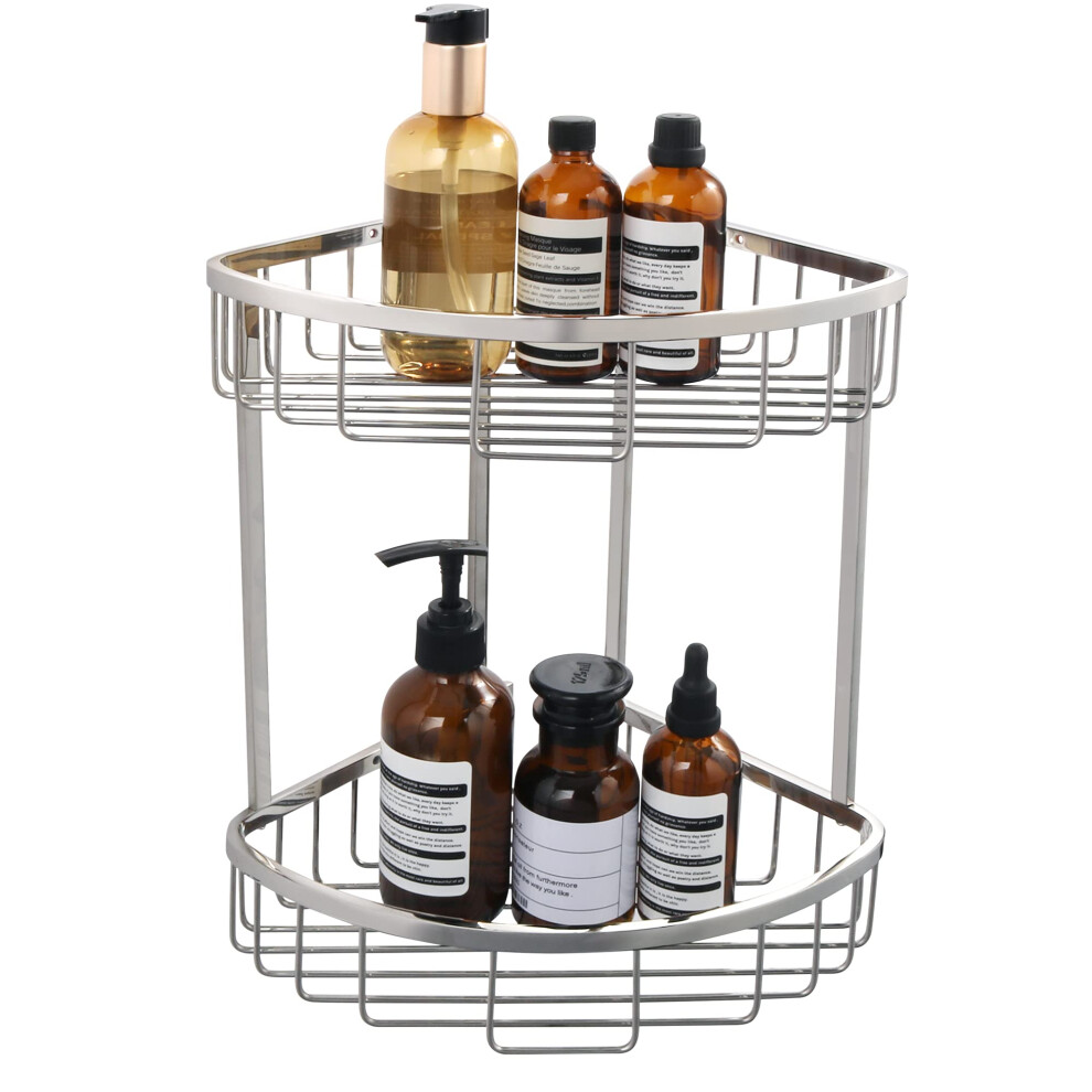 Sayayo Corner Shower Caddy Basket, Sus304 Stainless Steel Corner Bathroom Shelf, 2-Tier Polished Shower Organiser 5051226948725