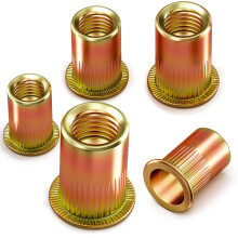 YOOPIN M6 Rivet Nuts, 120PCS Threaded Rivet Nuts, Zinc Plated Carbon Steel Rivnuts, Flat Head Threaded Insert Nuts for Metal Sheets