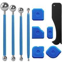 10 Pieces Sealant Finishing Tool, 4 Caulking Tool Metal Ball, 5 Silicone Grout Removal Tools, 1 Plastic Scraper