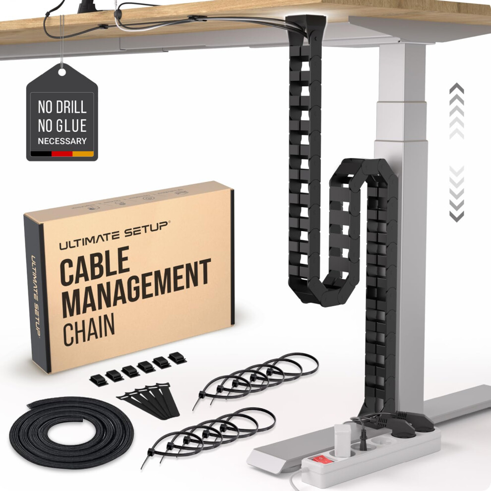 Under Desk Cable Management Raceway Â Perfect For Sit Stand Desk Cable Management Â Flexible Cable Snake -Vertebrae Cable Management (Black) 5051226944123