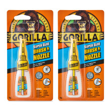 Gorilla Super Glue 2-in-1 Brush & Nozzle, 12g (2 Pack) – All Purpose, Fast Setting, Dual Application with Anti-Clog Cap | Ideal for Metal, Ceramics