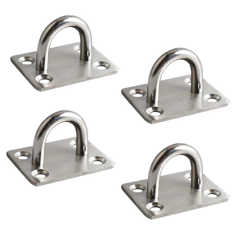 Mooche 4Pcs M6 Pad Eye Plate Suspension Ceiling Hook, Stainless Steel Brushed Heavy Duty U Shape Staple Ring Loop With Screws For Wall Ceiling Hangin 8056826105469