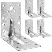 ASelected Pack of 15 Heavy Duty Right Angle Joist Connectors with Beading 90 x 60 x 60mm Reinforced Wide Galvanised Metal Corner Brace Timber