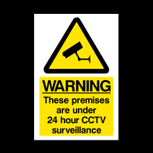 2x CCTV 24 hour Surveillance Sign - Self Adhesive Sticker - (A6) 100x150mm (MISC12)