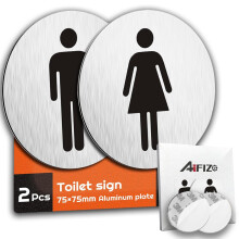 AIFIZO Toilet Door Sign, Men‘s and Women‘s Toilet Sign Set of 2, Brushed Aluminium