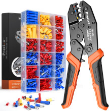 Insulated Crimping Tools, Preciva 0.5-1.5/1.5-2.5/4-6mm²(A.W.G. 20-10) Crimping Tool, with 370pcs terminals. Suits Electrical Wiring Repair, Car, Van