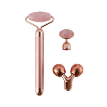 3-IN-1 Electric Jade Roller Massager Facial Roller & Face Massager, Rose Quartz