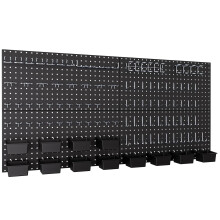 INCLY 158PCS Metal Pegboard Wall Organizer, 48x24 Inch Black Peg Boards Panels Tool Organizer Kit with Accessories Hooks and Bins