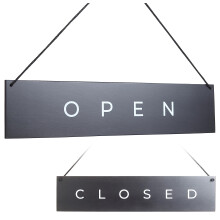 TOROS STORE Modern Wooden Open Closed Sign - Double-Sided, Vintage Style, Black