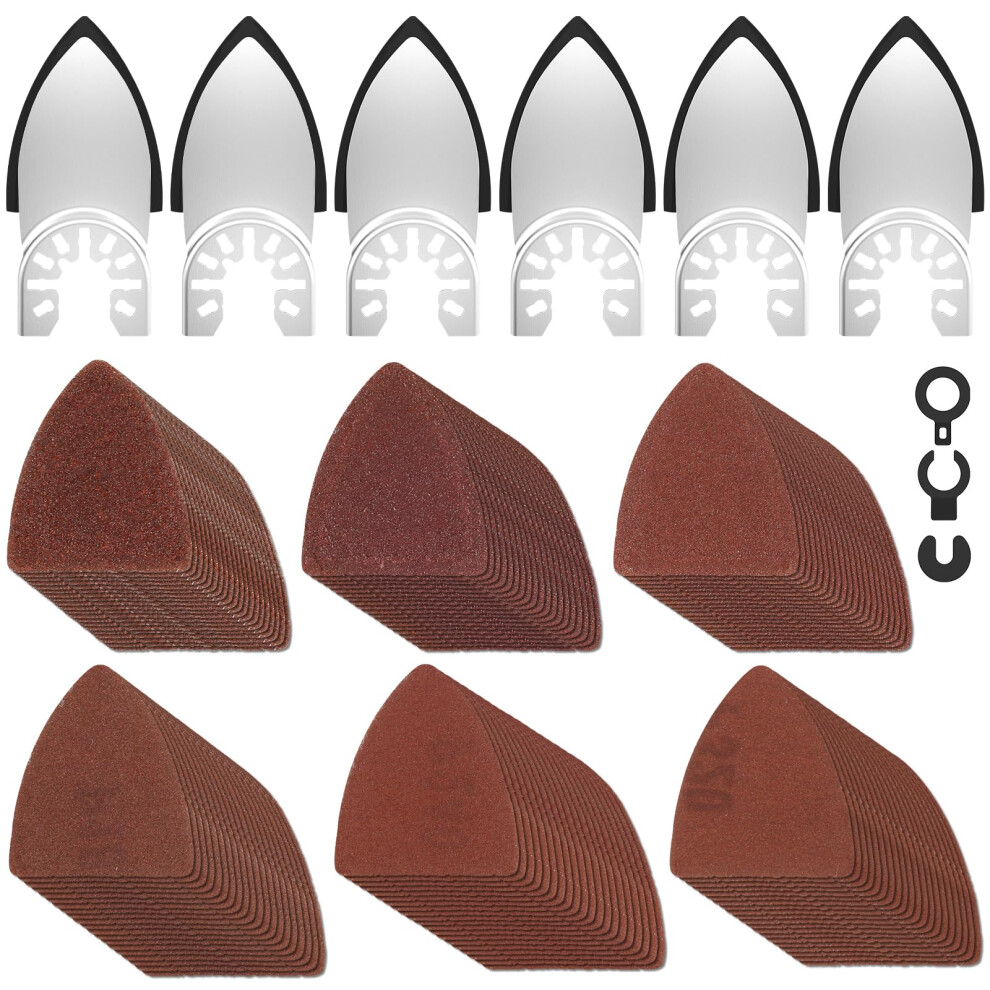 Sutowe 129Pcs Oscillating Multitool Sanding Pad Kit, Universal Finger Sanding Pads 60-320 Grit Triangle Finger Sandpaper Set 5051226969133