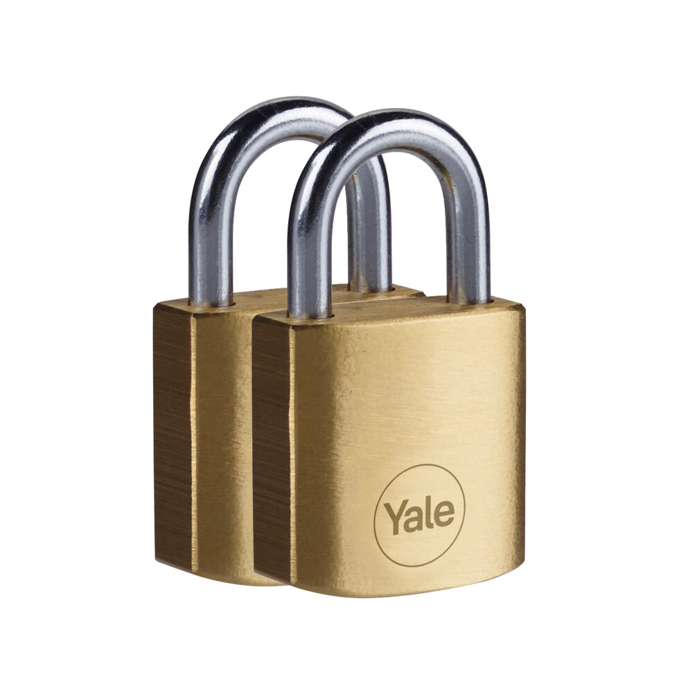 Yale - Y110b/30/115/2 Standard Security 30Mm Brass Padlock, Pack Of 2 - Open Hardened Steel Shackle - 3 Keyed Alike Keys