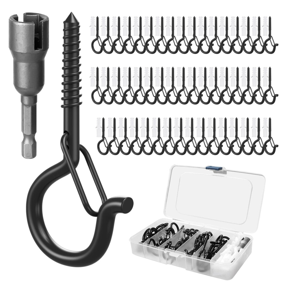 Giptime 50 Set Q-Hanger Hooks For Outdoor String Lights, Ceiling Hook Screw Christmas Rope Light Clips 5051226966873