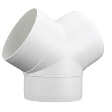 Fantronix 100mm (4”) Equal Y-Piece Duct Connector – White Plastic 45 Ventilation Splitter for Extractor Fans & Cooker Hoods