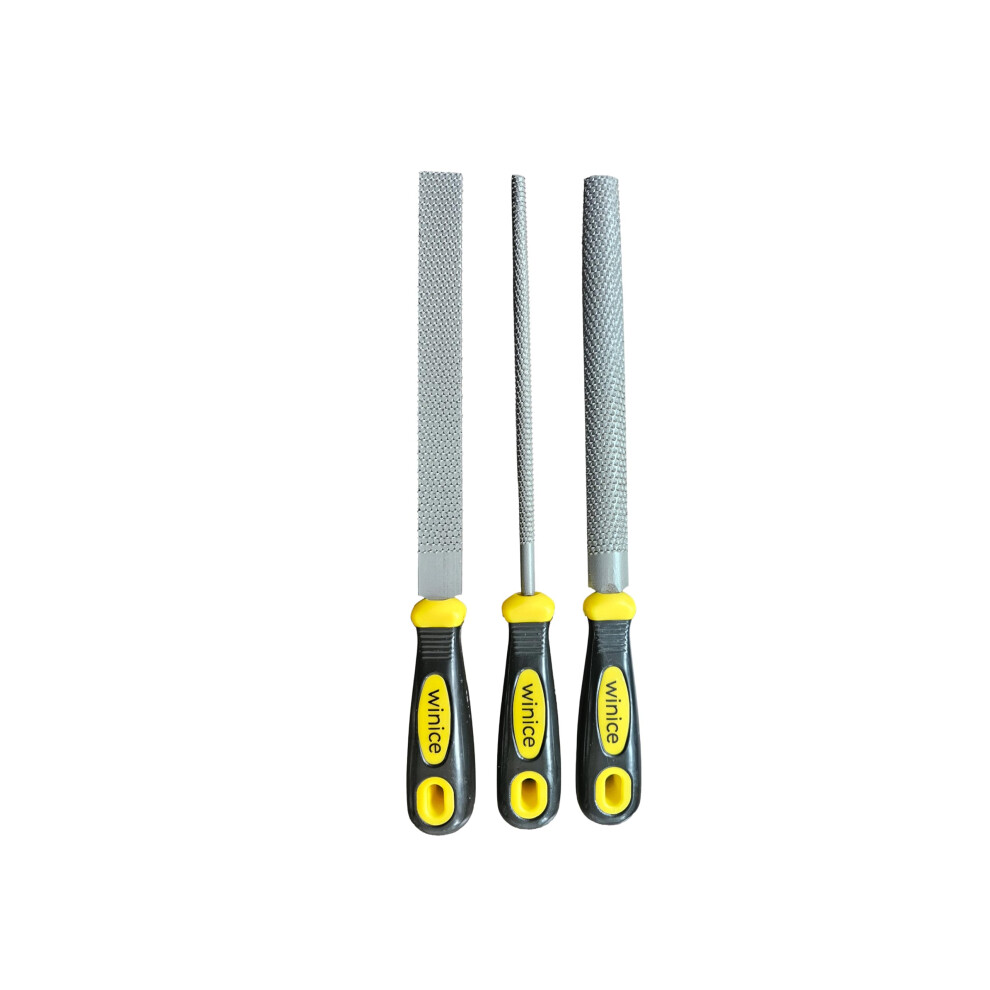 Winice 3-Piece 8" Wood Rasp File Set, Set Of Flat, Round, Half Round, For Woodworking & Sharpening Wood 5027257239668