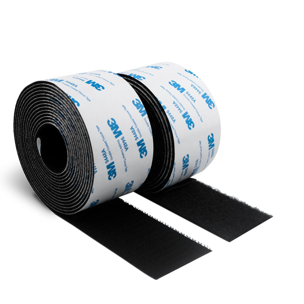 3M Hook And Loop Self Adhesive Tape 50Mm X 6M 9448A Sticky Back Interlocking Nylon Fabric Fastener Heavy Duty Adhesion Strip Tape Black 5051226967658