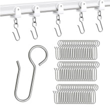 60 Pcs Metal Curtain Hooks Silver S Shaped Curtains Hook Metal Curtain Hooks for Window Ceiling Drape Track Bathroom Living Room Car Heavy Curtains
