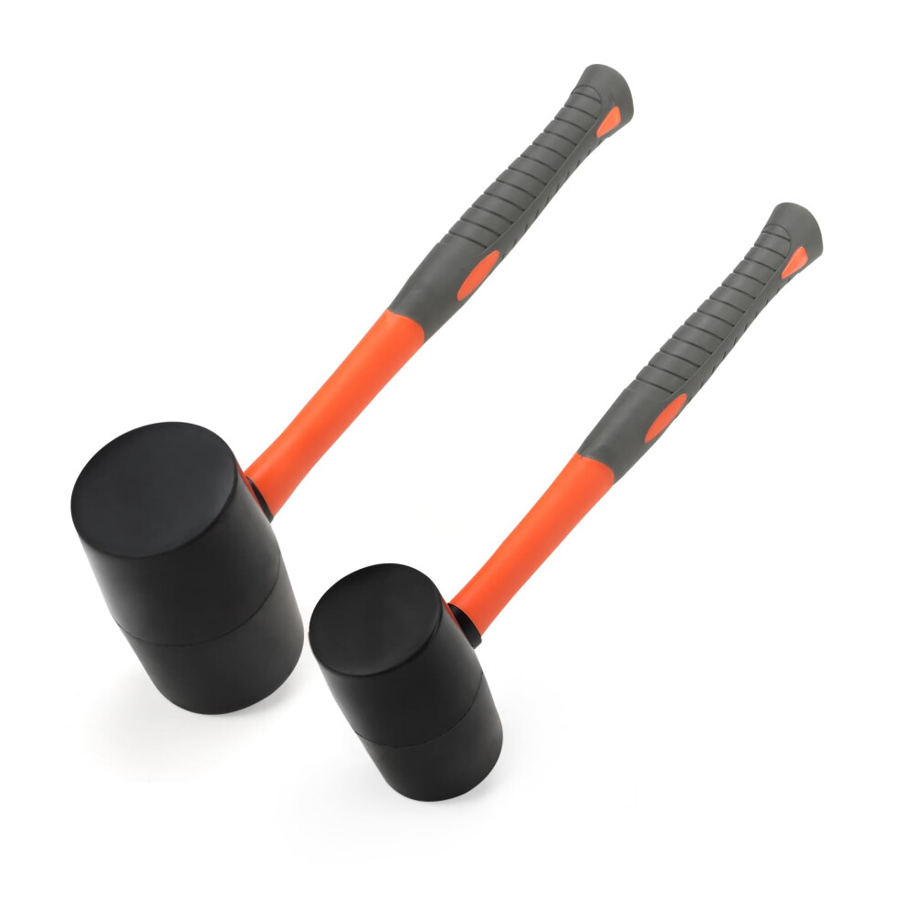 Keileoho Set Of 2 Rubber Mallets - 16Oz And 32Oz Black With Fiberglass Handle For Diy, Paving, Carpenter 5051226967559