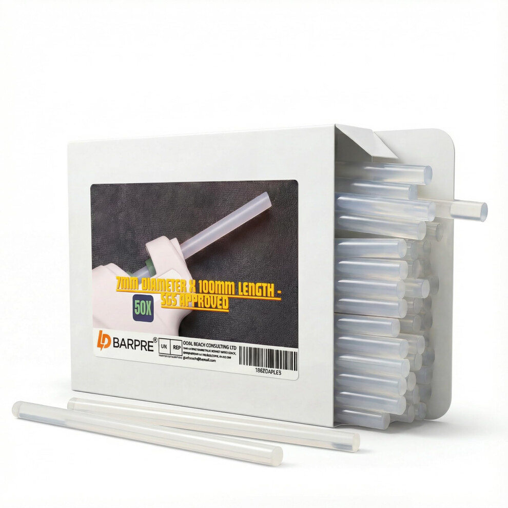 Barpre Hot Glue Gun Sticks 7Mm X 100Mm (50 Pack) - Clear Mini Glue Sticks Refill 5002854157393