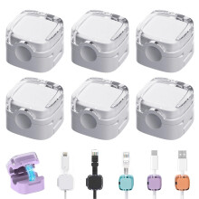 6 Pack Cable Clips with Self Adhesive, Adjustable Cable Tidy, Cord Cable Management Cable Organiser Magnetic Cable Holder Wire Holder Organiser for