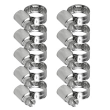 10 Pcs 8-16mm Hose Clips Adjustable, Stainless Steel Jubilee Clips for Securing Hose Connections Home Gas Pipe Flexible Hose Pipe Tube