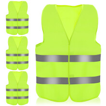 4 Pieces Car High Vis Vests, Men's hi Viz Vests Yellow, High vis Vest for Night Traffic Rescue, Outdoor Running