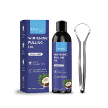 (1PC) 1-5x Coconut Oil Pulling Mouthwash for Fresh Breath and Natural Teeth Whitening with Tongue Scraper 100ml