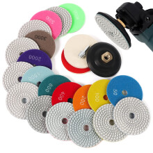 14PACK Diamond Polishing Pads with M14 Backer Pad, 100mm Wet Dry Stone Granite Tile Polish Pad Kit for Drill, Grinder, Polisher