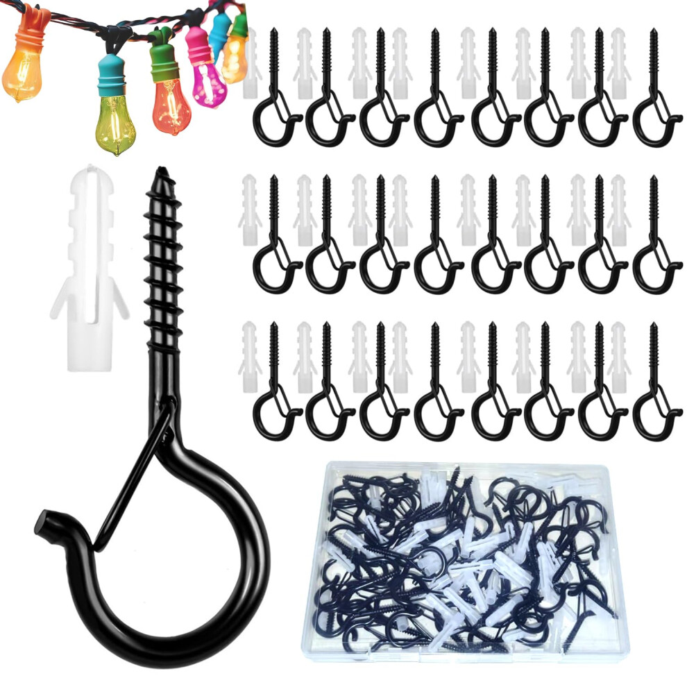 Uni-Fine 70 Pcs Screw-In Hooks, 1.47Inch Eye Hooks Screw Q-Hanger Hooks With Safety Buckle 5051226943690