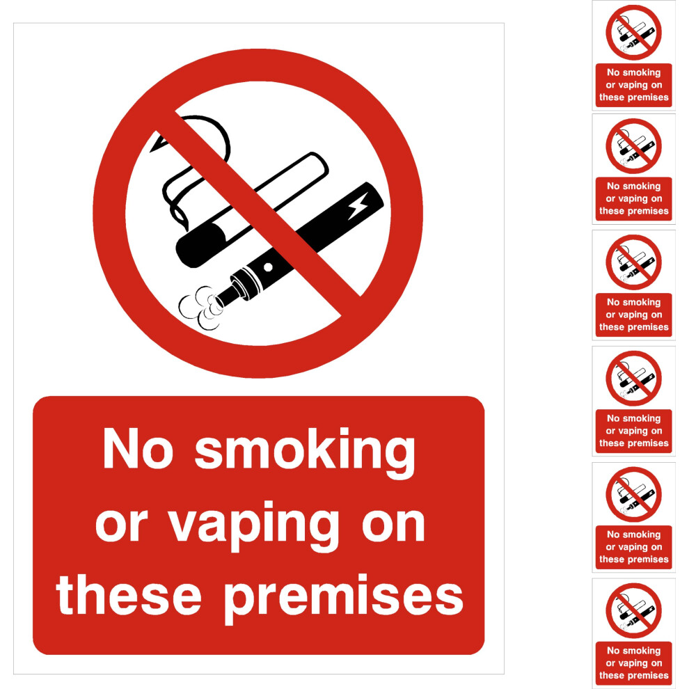No Smoking No Vaping Sign Stickers, 6X Pack 100Mm X 75Mm Â Health And Safety, Self-Adhesive Vinyl Signs, Waterproof Decals, Indoor Outdoor 5051226934261